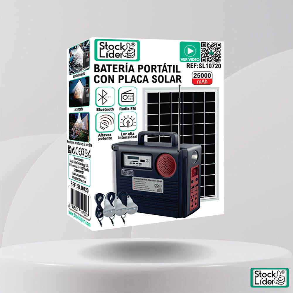 Batería portátil con placa solar